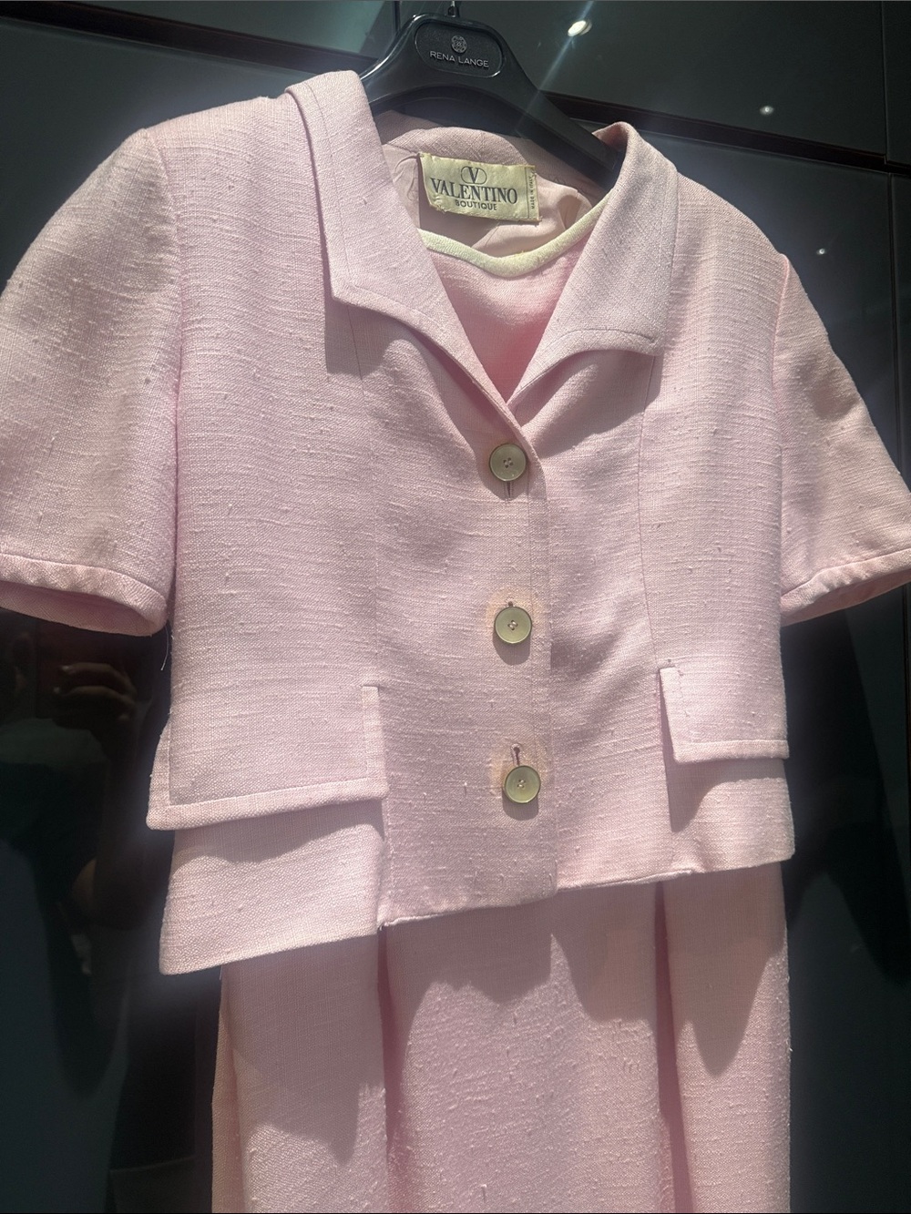Valentino Boutique Vintage Light Pink Short-Sleeve Jacket and Dress Suit sz10